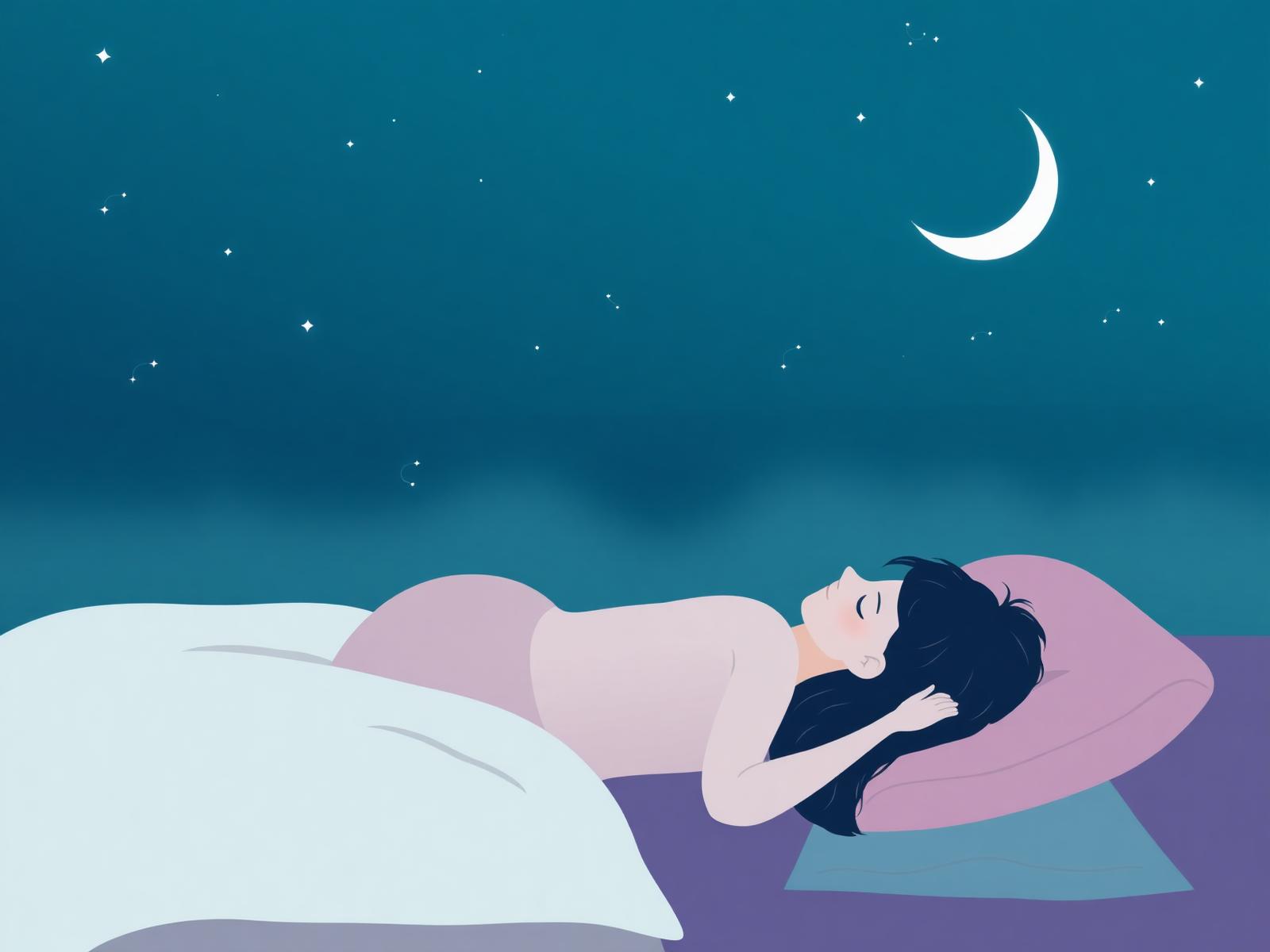 Person sleeping peacefully under a starry night sky